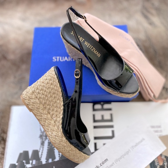 Stuart Weitzman Peep Toe Espadrille Wedge Platform Pumps - Picture 16 of 16